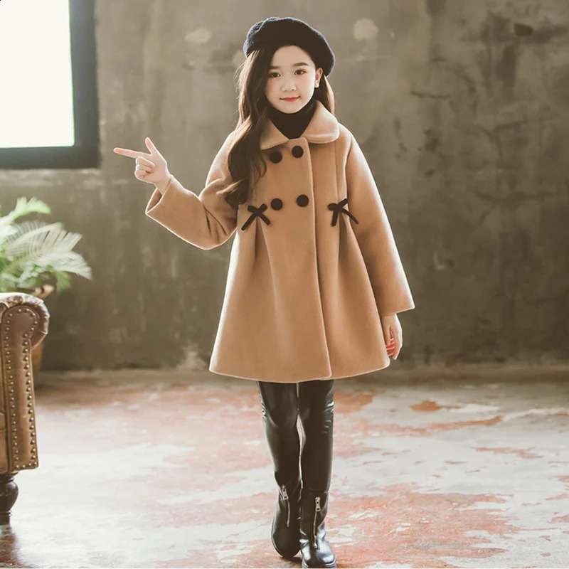 Jackets Children Jacket for Girls Winter Wool Warm Overcoat Fashion Clothes Kids Outerwear Autumn Coat 4 6 8 10 12 13 Years 231109
