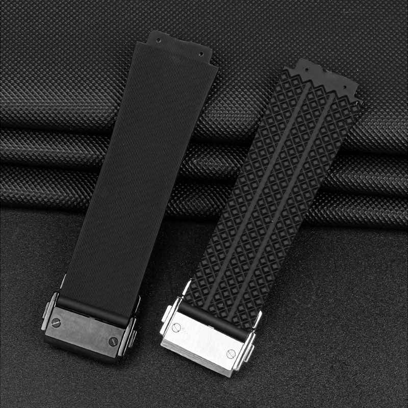 Watch Bands Big bucket silicone watch strap 26mm * 19mm 25mm * 17mm waterproof men's watch strap chain rubber watch bracelet chain 230410