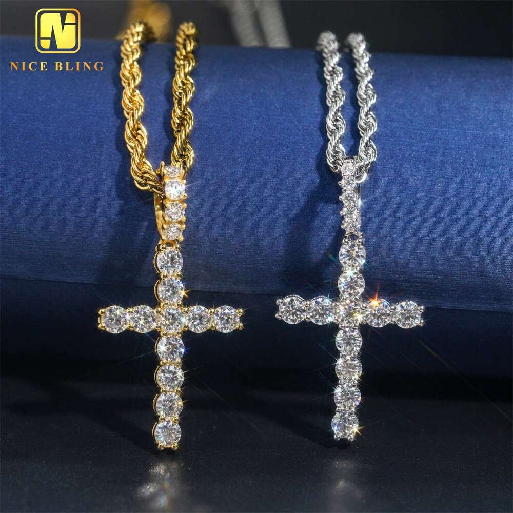 Pass Dia Tester Cross VVS moissanite Sterg Sier Hip Hop Rock iced out Pendant Lucky Charms Custom Accepted