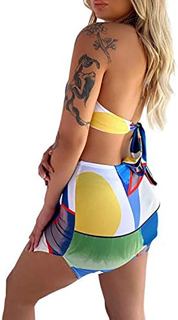 Womens Halter Tie Dye Two Pieces Sets Y2K Fashion Outfits Sleeveless Tops and Short Skirt