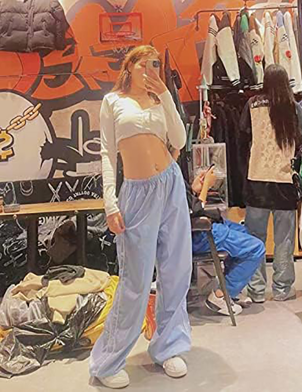 Womens Track Pants Baggy Wide Leg Parachute Pants Loose Leg Cargo Pants Streetwear