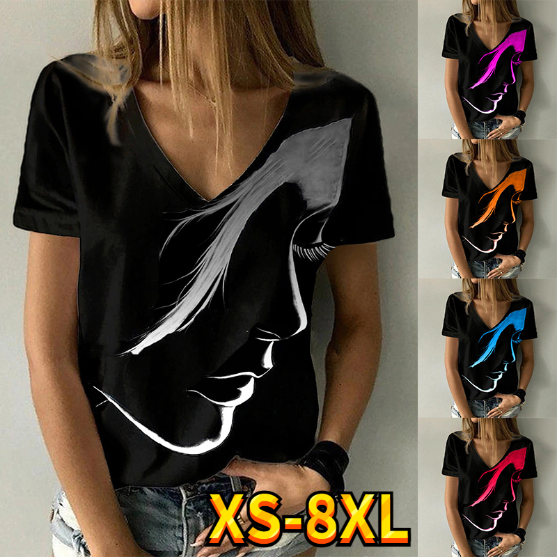 Womens TShirt Harajuku Abstract Print Casual Vneck Tshirt Short Sleeve Loose Shirt 230410, Blue
Womens TShirt Harajuku Abstract Print Casual Vneck Tshirt Short Sleeve Loose Shirt 230410, Blue