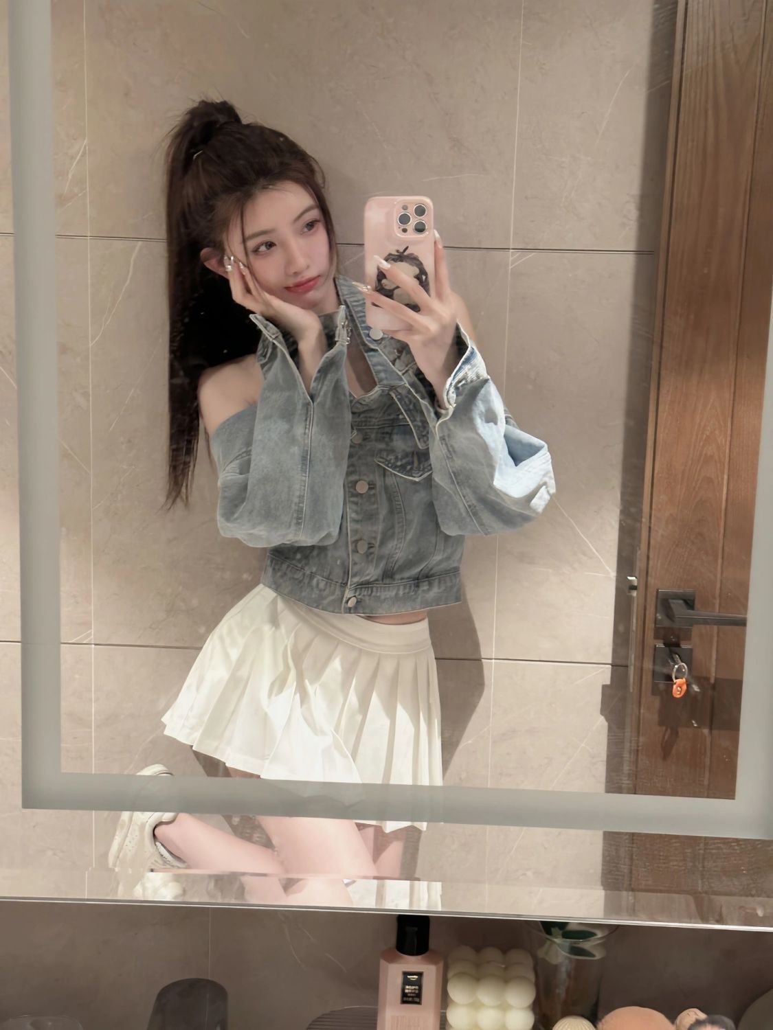 Women's Blouses Deinm Shirt Irregular Patchwork Off Shoulder Single Breasted Short Burrs Blouse 2023 Autumn Fashion