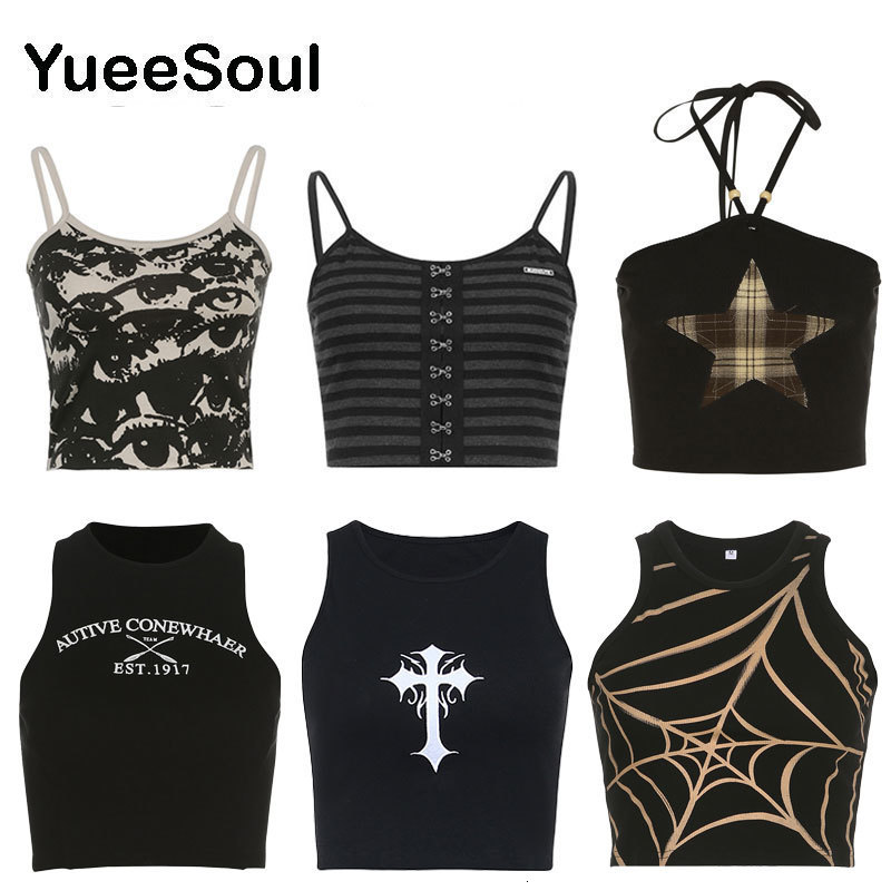 Camisoles Tanks Black Crop Tops Print Sleeveless Casual Tank 2023 Y2K Aesthetic Fairy Grunge Gothic Sweet Cute 90s Egirl Camisole 220410, Women tops 37
Camisoles Tanks Black Crop Tops Print Sleeveless Casual Tank 2023 Y2K Aesthetic Fairy Grunge Gothic Sweet Cute 90s Egirl Camisole 220410, Women tops 37