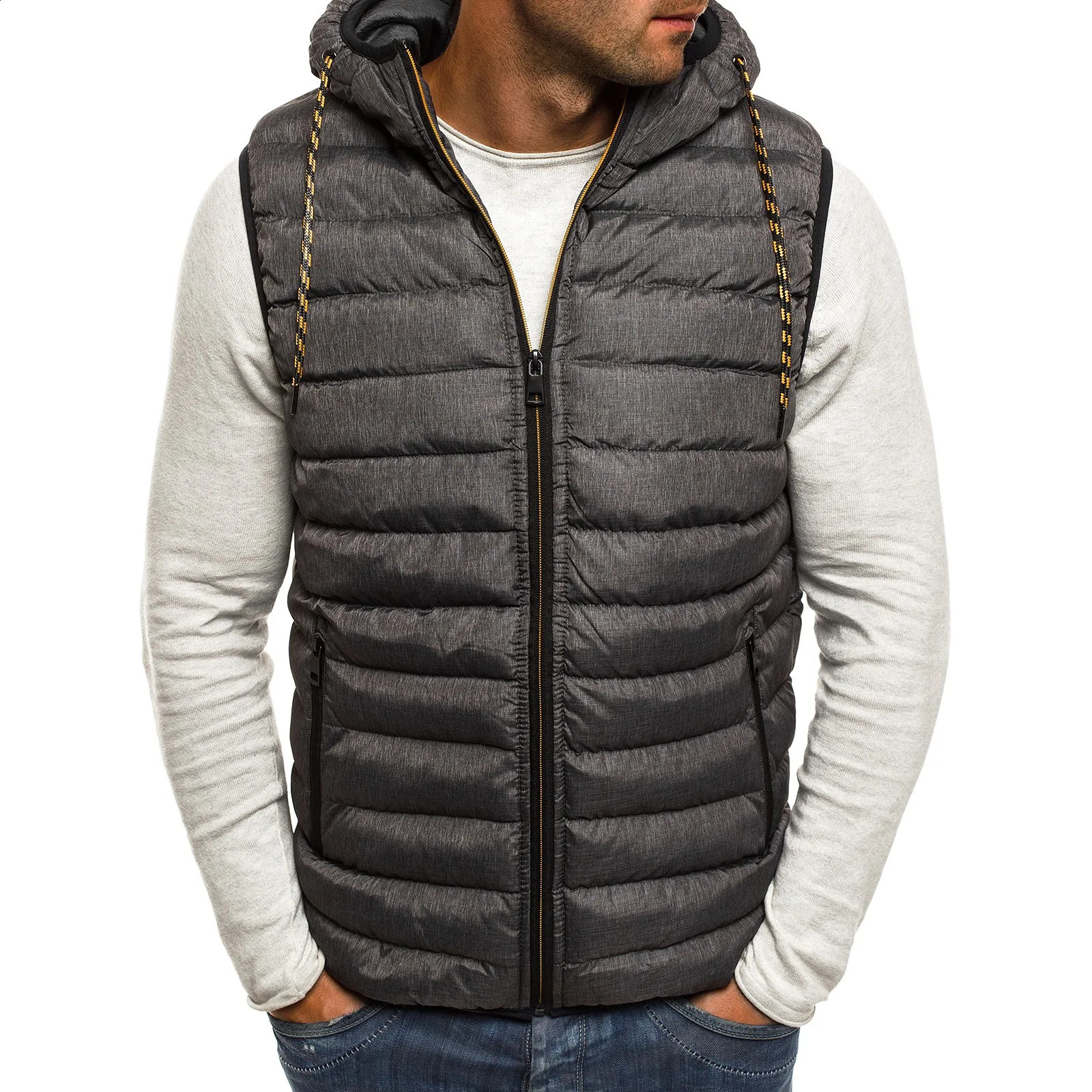 Men's Vests Autumn Winter Vest Puffer Jackets Fashion Sleeveless Slim Fit Men Cotton Down Jacket Casual Waistcoat 231109Z