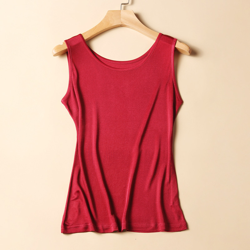 Camisoles Tanks 50% pure silk vest underwear women's sleeveless top suit summer dress 230410