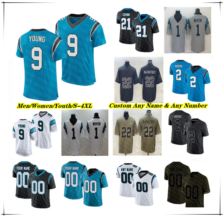 American Football Jersey Bryce Young Chuba Hubbard Adam Thielen DJ Chark Jr. Jonathan Mingo Frankie Luvu Brian Burns Cam Newton Derrick Brown Miles Sanders Dalton 4XL