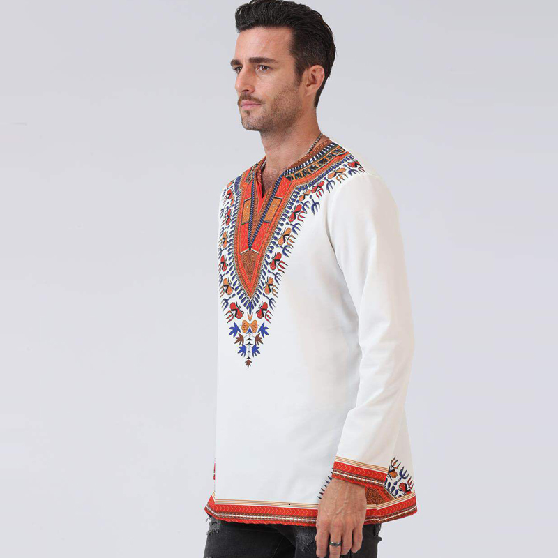 Men's T-Shirts E-BAIHUI Odeneho Shirts Men's White Polished Cotton Tops with Dashiki African Clothing Male Plus Size Long Knit Shirts 230408