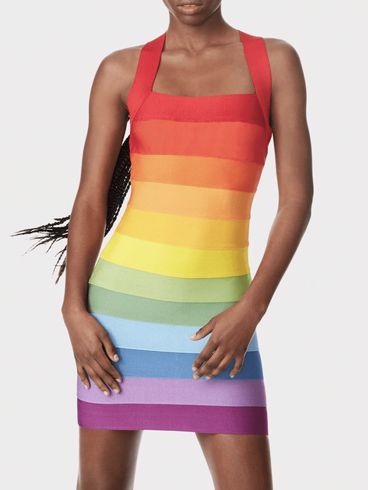Casual Dresses Rainbow Bandage Dress Halter Backless Short Party Dresses Bodycon Elegant Sexy Evening Birthday Club Outfit Year Summer 230410, Beige
Casual Dresses Rainbow Bandage Dress Halter Backless Short Party Dresses Bodycon Elegant Sexy Evening Birthday Club Outfit Year Summer 230410, Beige