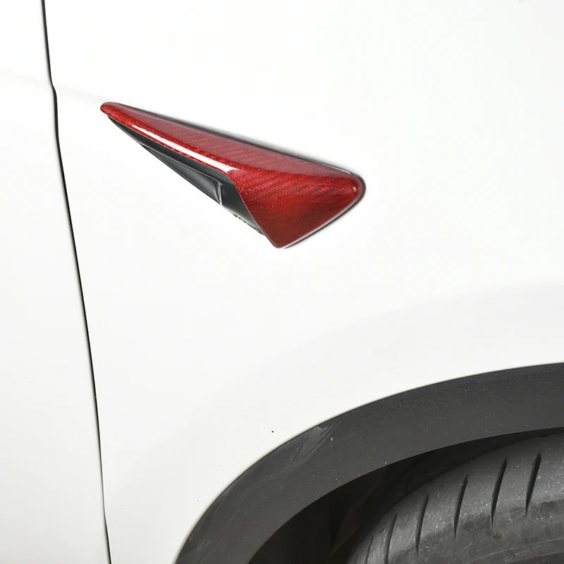 For Tesla Model 3 Real Carbon Fiber Accessories Model Y 2017-2023 Side Standard Leaf Board Stickers Side Camera Protection Cover