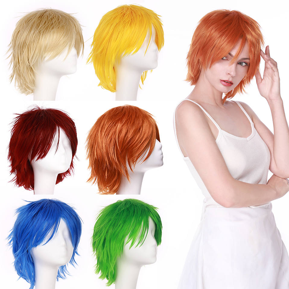 Synthetic Wigs Snoilite Short Wig Blue Brown Black Women Men Cosplay Costume Party Head Hair 230410, White
Synthetic Wigs Snoilite Short Wig Blue Brown Black Women Men Cosplay Costume Party Head Hair 230410, White