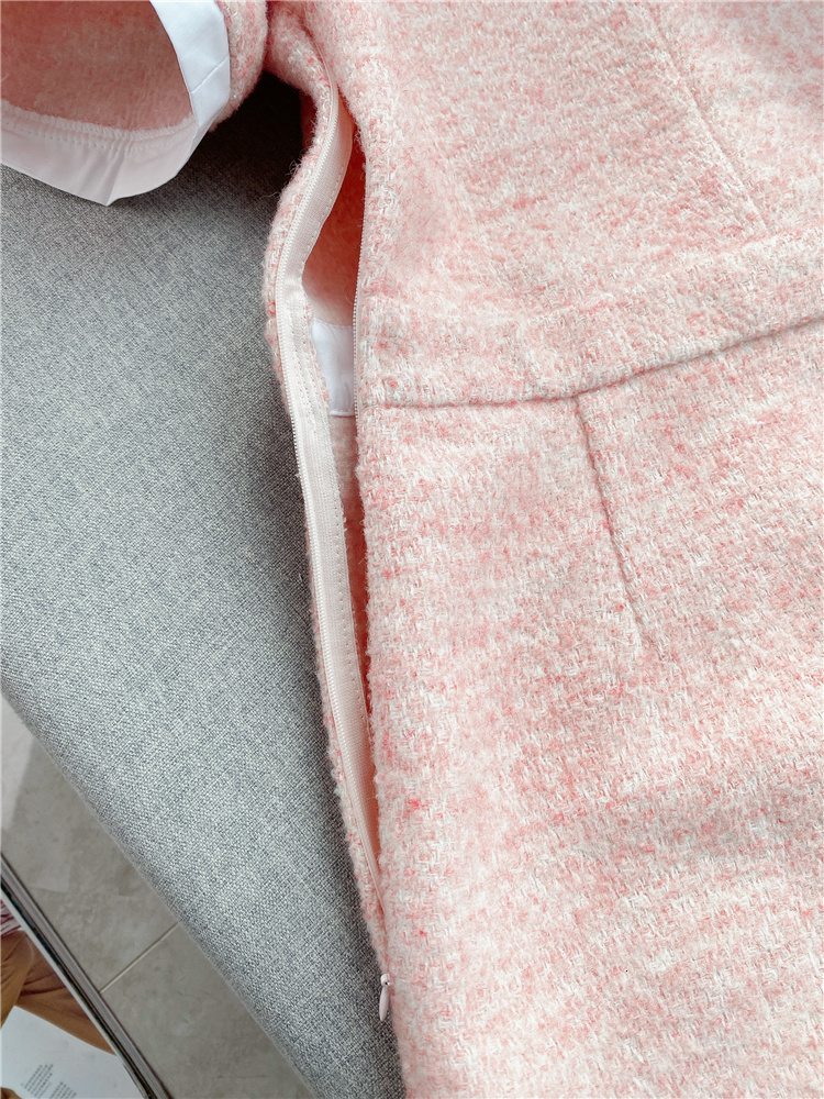 Casual Dresses Tweed polo neck short sleeve dress spring commuting single chest high waist slim A-line dress free of charge 230410