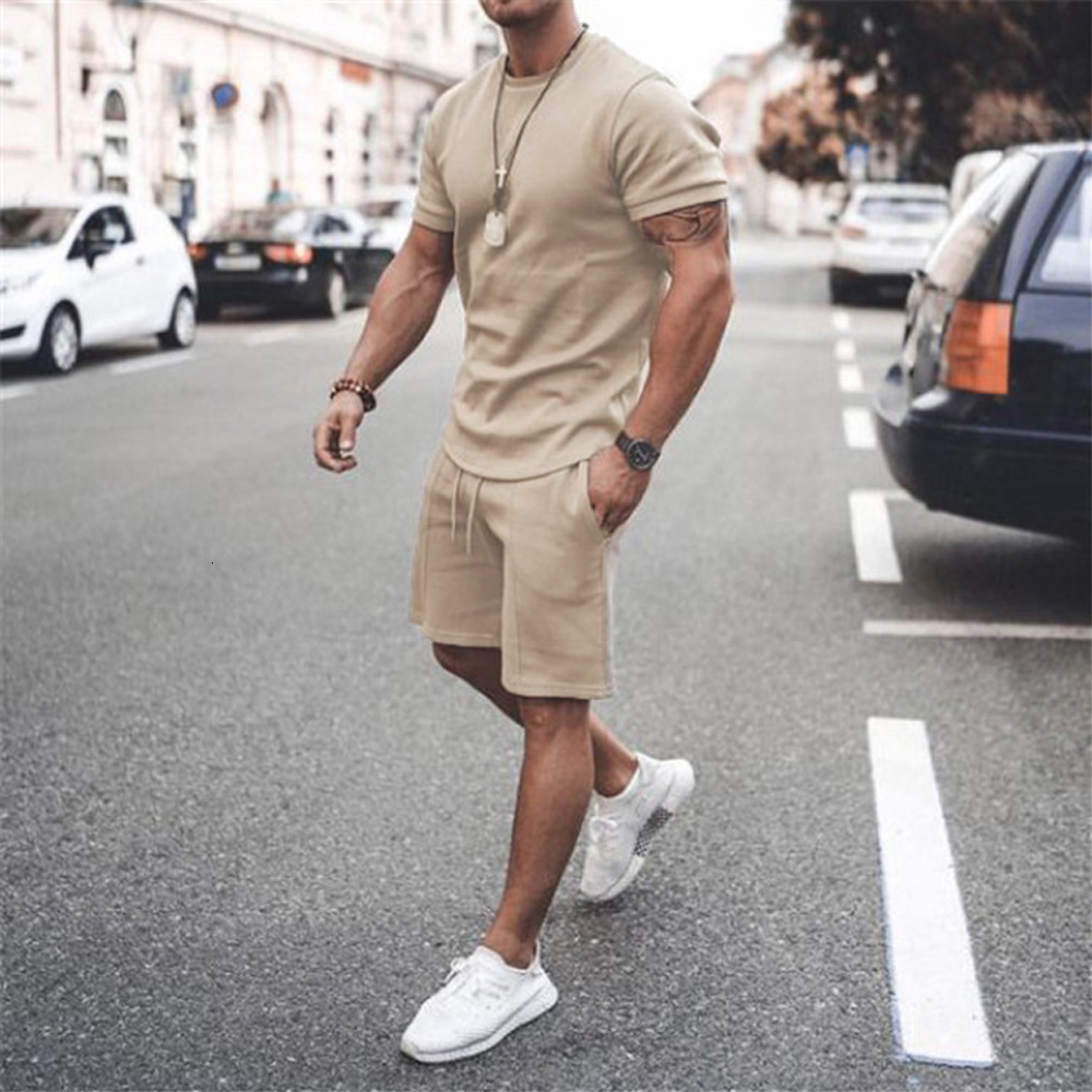 Men's Tracksuits Summer Clothing Tracksuit 2 Two Piece Shirts And Short Set Men 230410