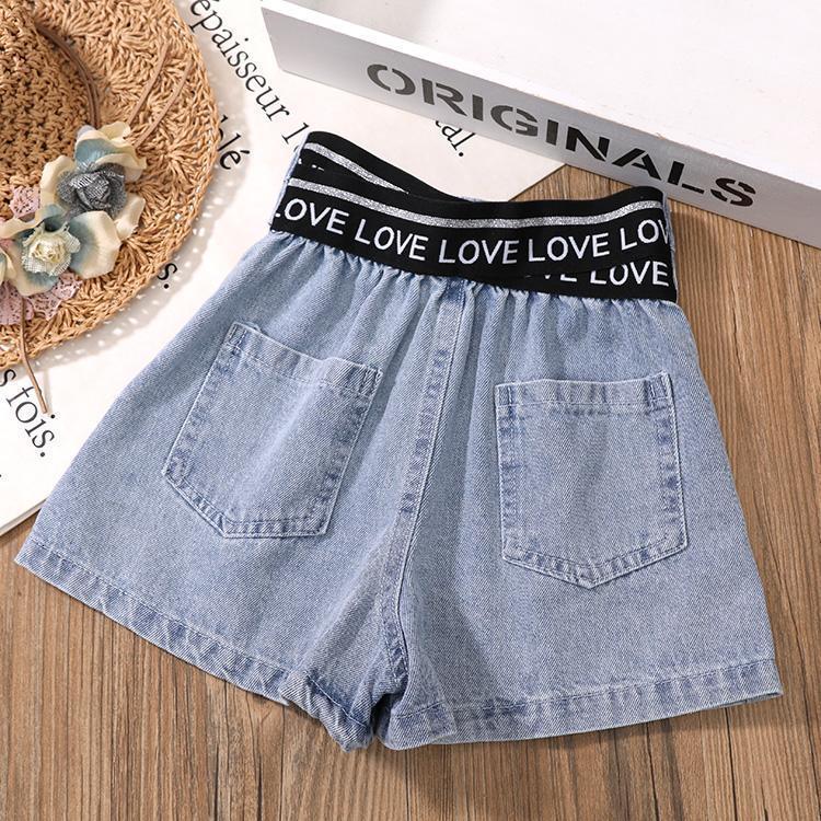 Clothing Sets Teenage Girls' Clothing Set Summer Girls' Crop Top T-shirtDenim Shorts 2 Pieces Girls' Clothing 4 6 10 12 Baby Girls'