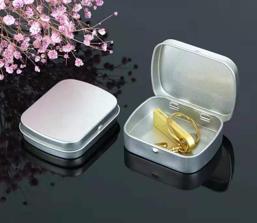 1000pcs small size hinge tin box square silver tin sealing plain tin box SN4360