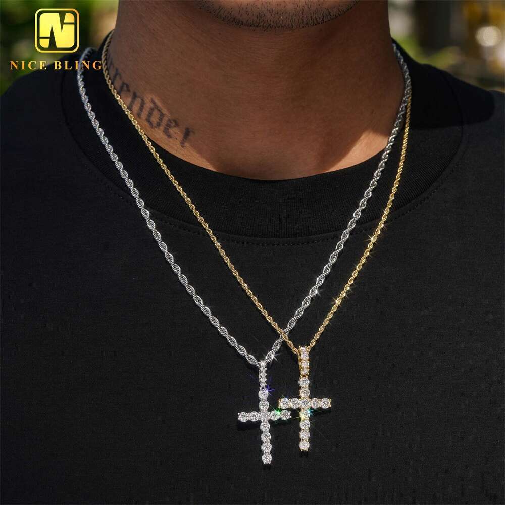 Pass Dia Tester Cross VVS moissanite Sterg Sier Hip Hop Rock iced out Pendant Lucky Charms Custom Accepted
