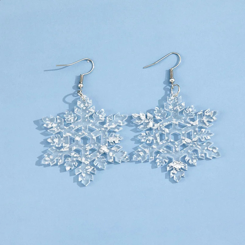 Stud Winter Fashion Clear Acrylic Snowflake Sequined Dangle Earrings for Women Christmas Statement Earring Jewelry aretes de mujer 231110