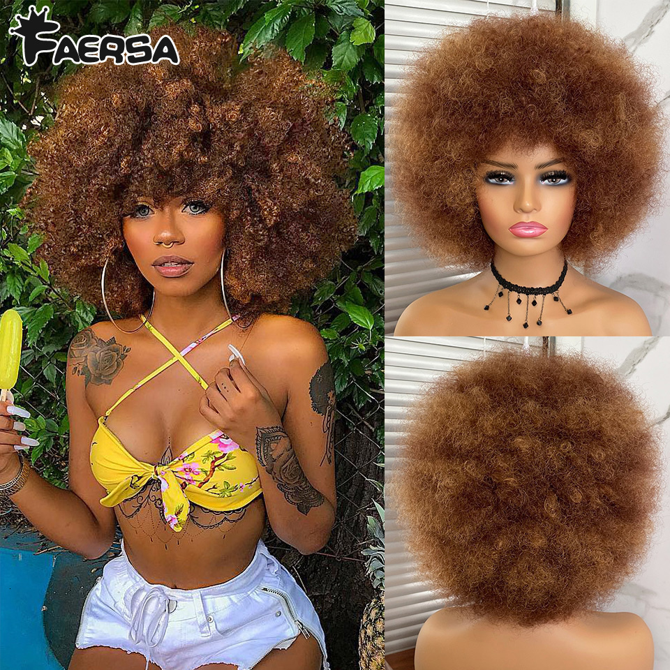Synthetic Wigs Short Hair Afro Kinky Curly With Bangs For Black Women African Ombre Glueless Cosplay Natural Blonde Red Blue Wig 230410, 60
Synthetic Wigs Short Hair Afro Kinky Curly With Bangs For Black Women African Ombre Glueless Cosplay Natural Blonde Red Blue Wig 230410, 60
