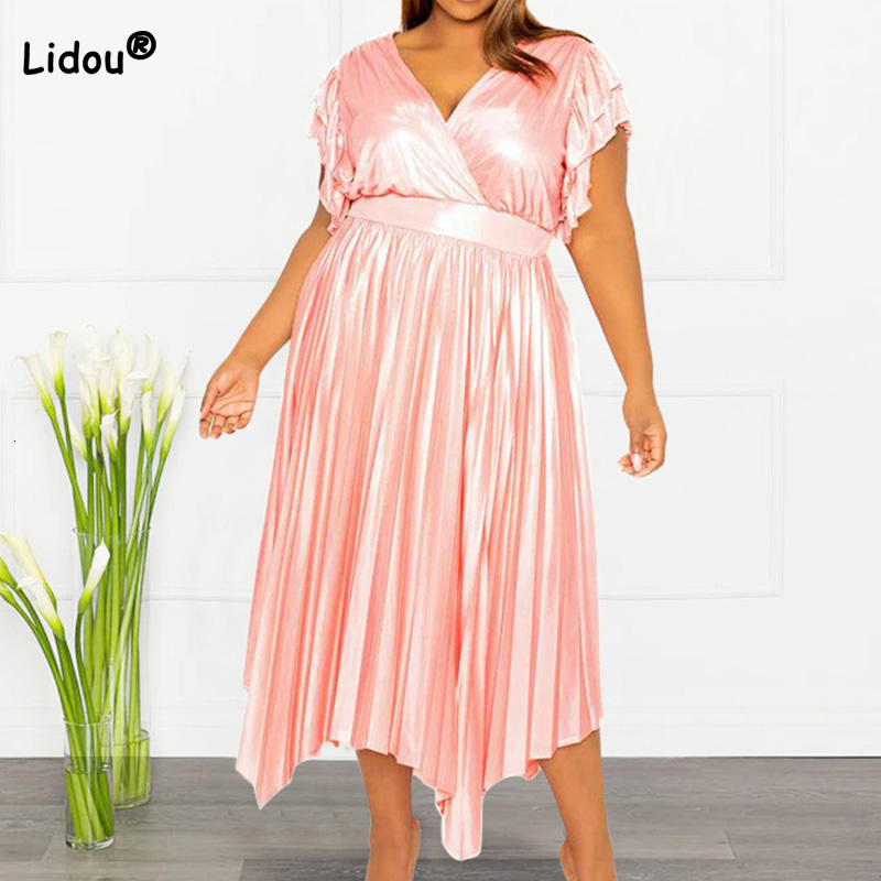 Plus size Dresses Spring Summer Elegant Size Clothes Fashion Deep V Neck Solid Color Splicing Ruffles 3 4 Sleeve Pleated Midi Long 230410, Blue
Plus size Dresses Spring Summer Elegant Size Clothes Fashion Deep V Neck Solid Color Splicing Ruffles 3 4 Sleeve Pleated Midi Long 230410, Blue