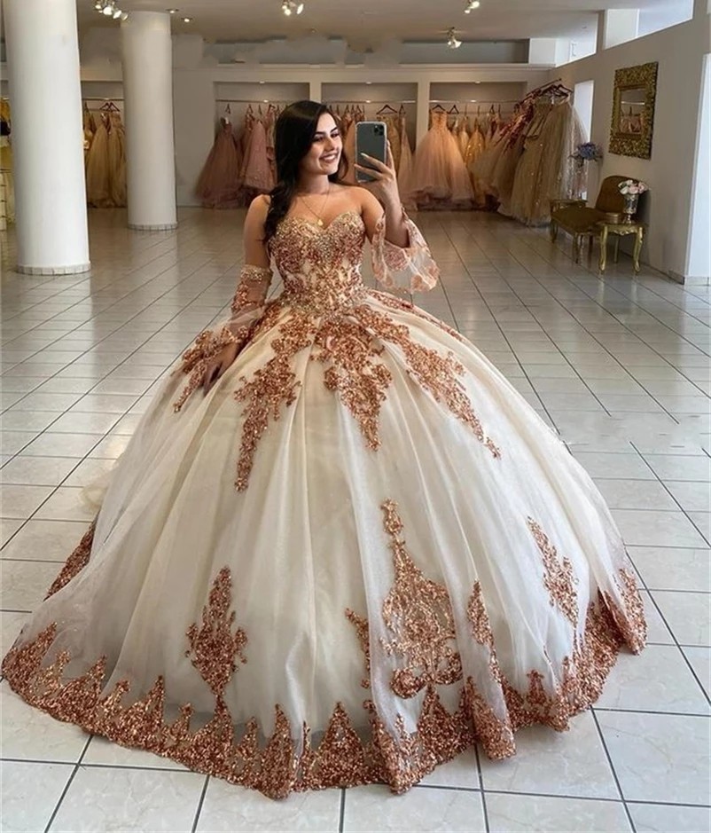 Quinceanera Dresses Princess Appliques Crystal Sweetheart Ball Gown with Tulle Plus Size Sweet 16 Debutante Party Birthday Vestidos De 15 Anos 83