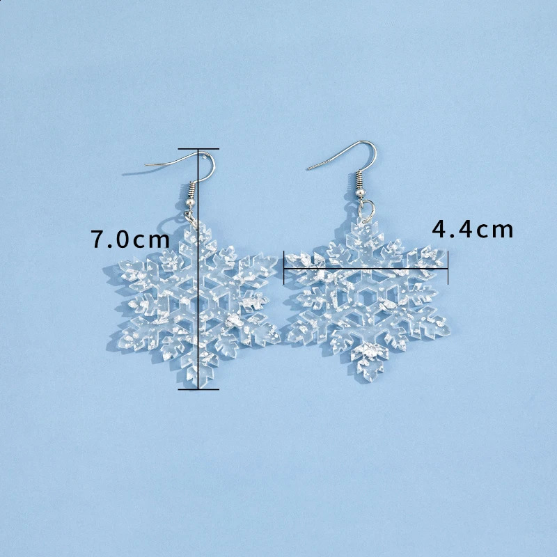 Stud Winter Fashion Clear Acrylic Snowflake Sequined Dangle Earrings for Women Christmas Statement Earring Jewelry aretes de mujer 231110