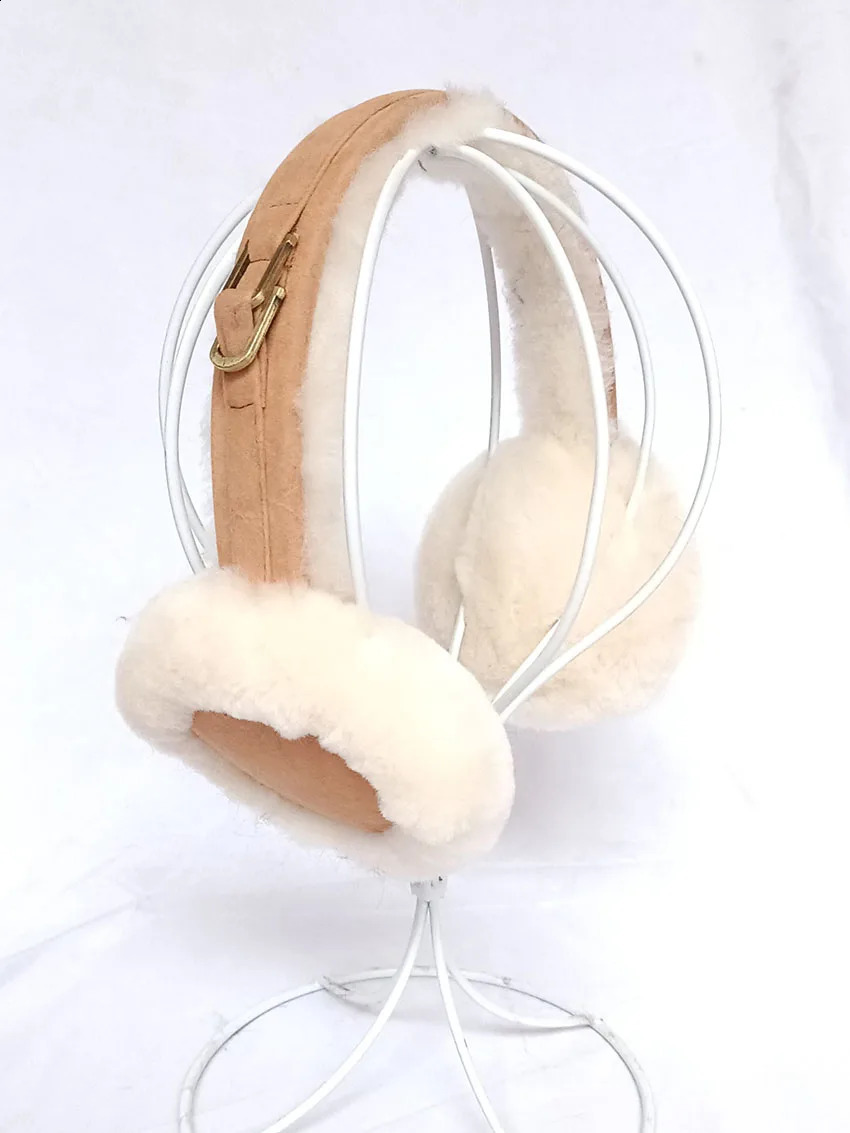 Ear Muffs Winter Women Real Wool Fur Earmuff Warm Female Sheepskin Soft EarWarmer Outdoor Cold Protection Earflap 231109