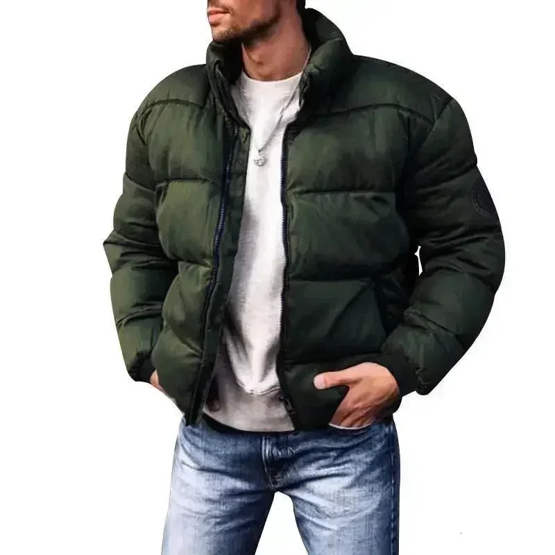 Men's Down Parkas Mens Winter Padded Coat Stand Collar Down-Padded Jackets Thicken Cotton Outwear 231110