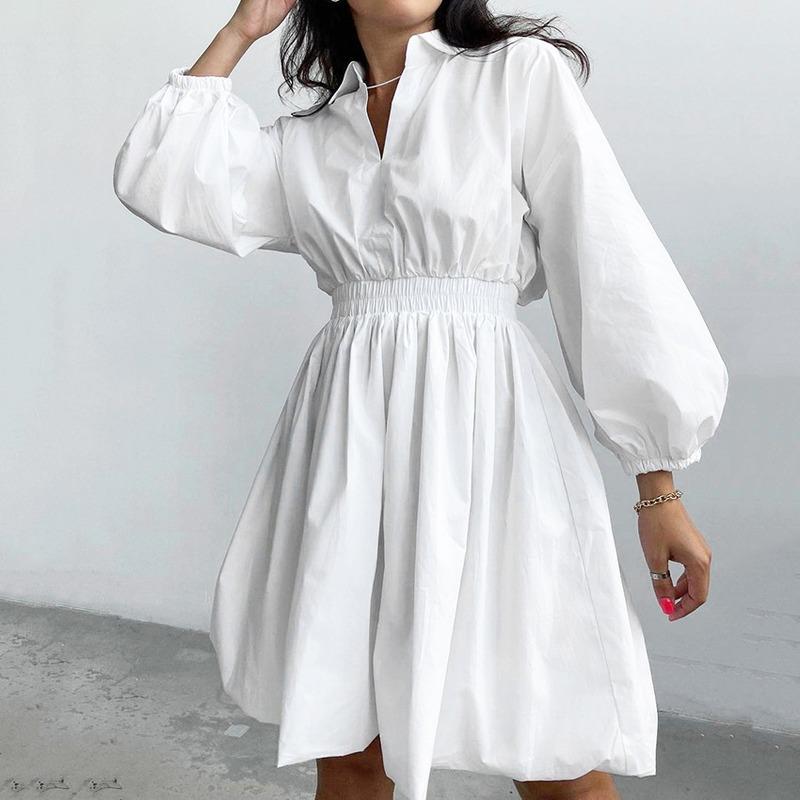 Casual Dresses V-Neck Cotton Elegant High Waist Shirt Dress Women Lantern Sleeve Ball Gown Mini Solid Pleated Female AutumnCasual, White
Casual Dresses V-Neck Cotton Elegant High Waist Shirt Dress Women Lantern Sleeve Ball Gown Mini Solid Pleated Female AutumnCasual, White