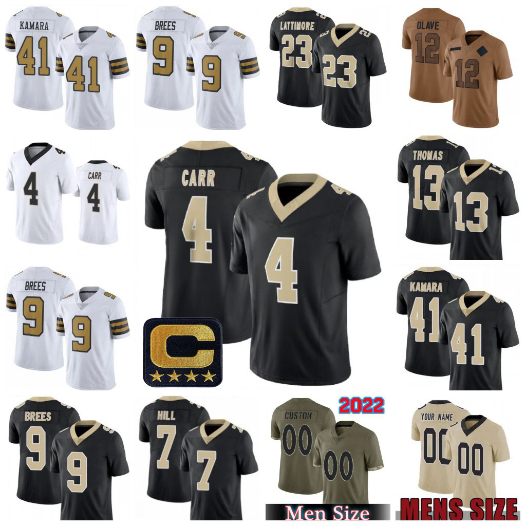 Football Jersey Derek Carr Taysom Hill Chris Olave Michael Thomas Demario Davis Marshon Lattimore Jamaal Williams Tyrann Mathieu Jimmy Graham Drew Brees 51 Mills