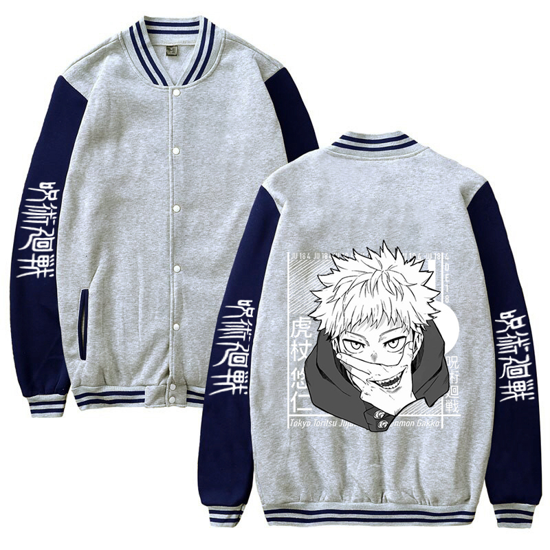 Men's Jackets Jujutsu Kaisen Harajuku Bomber Couple Baseball Coat Autumn Anime Varsity Streetwear 230410