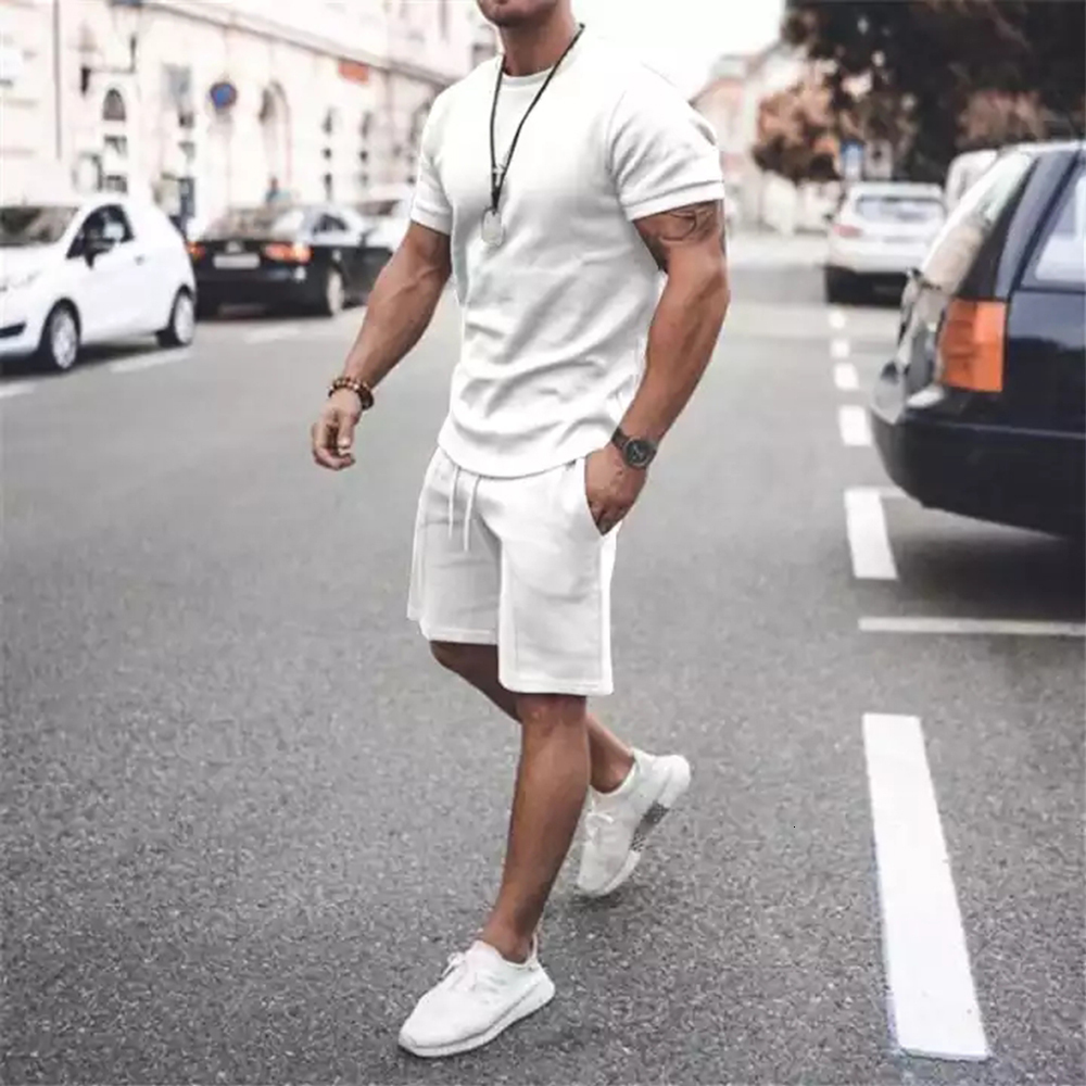 Men's Tracksuits Summer Clothing Tracksuit 2 Two Piece Shirts And Short Set Men 230410