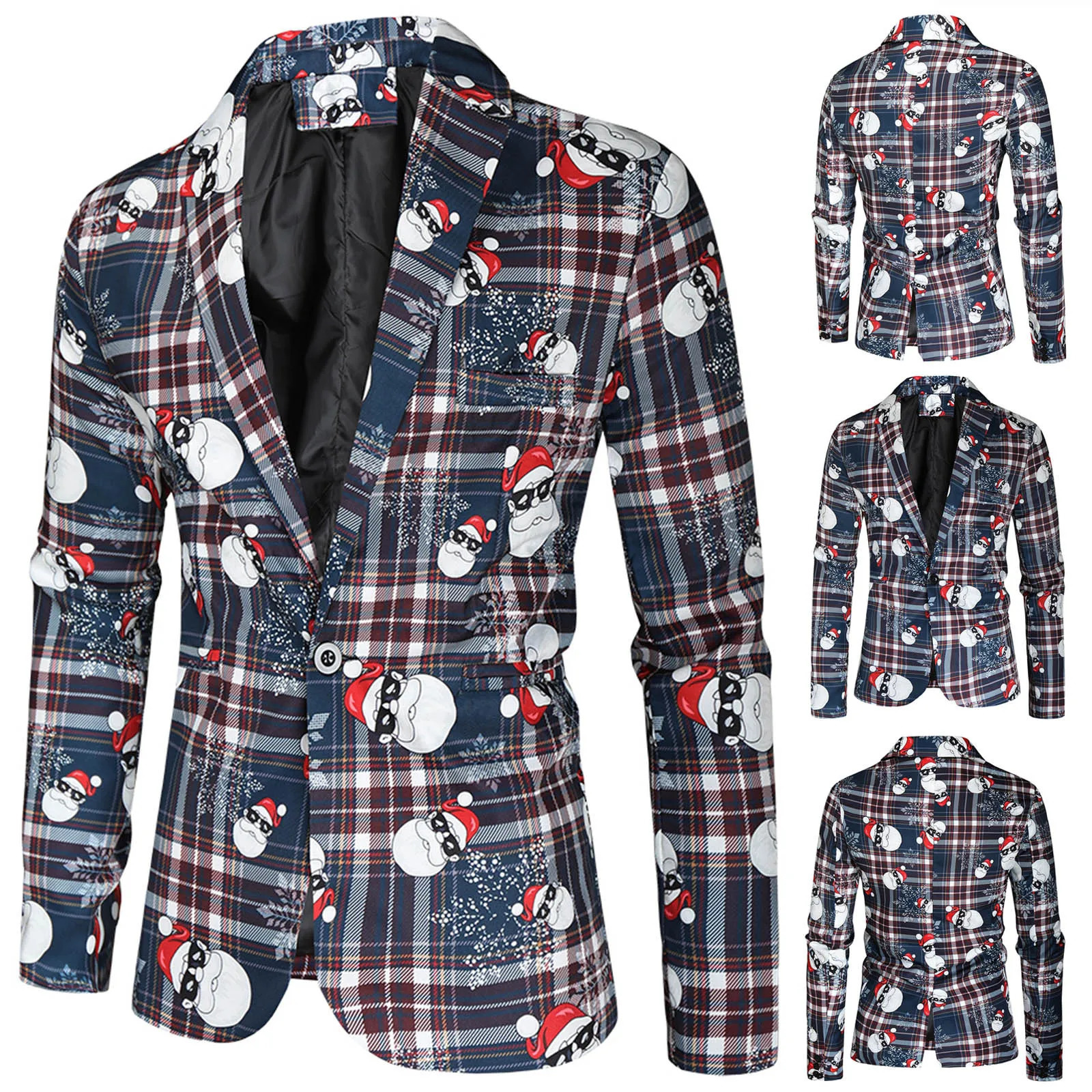 Men's Suits Blazers Blazers Casual Men's Coat Jacket Christmas Print Fit Suit Blazer Fashion Slim Buttons Suit Party Costume 231110