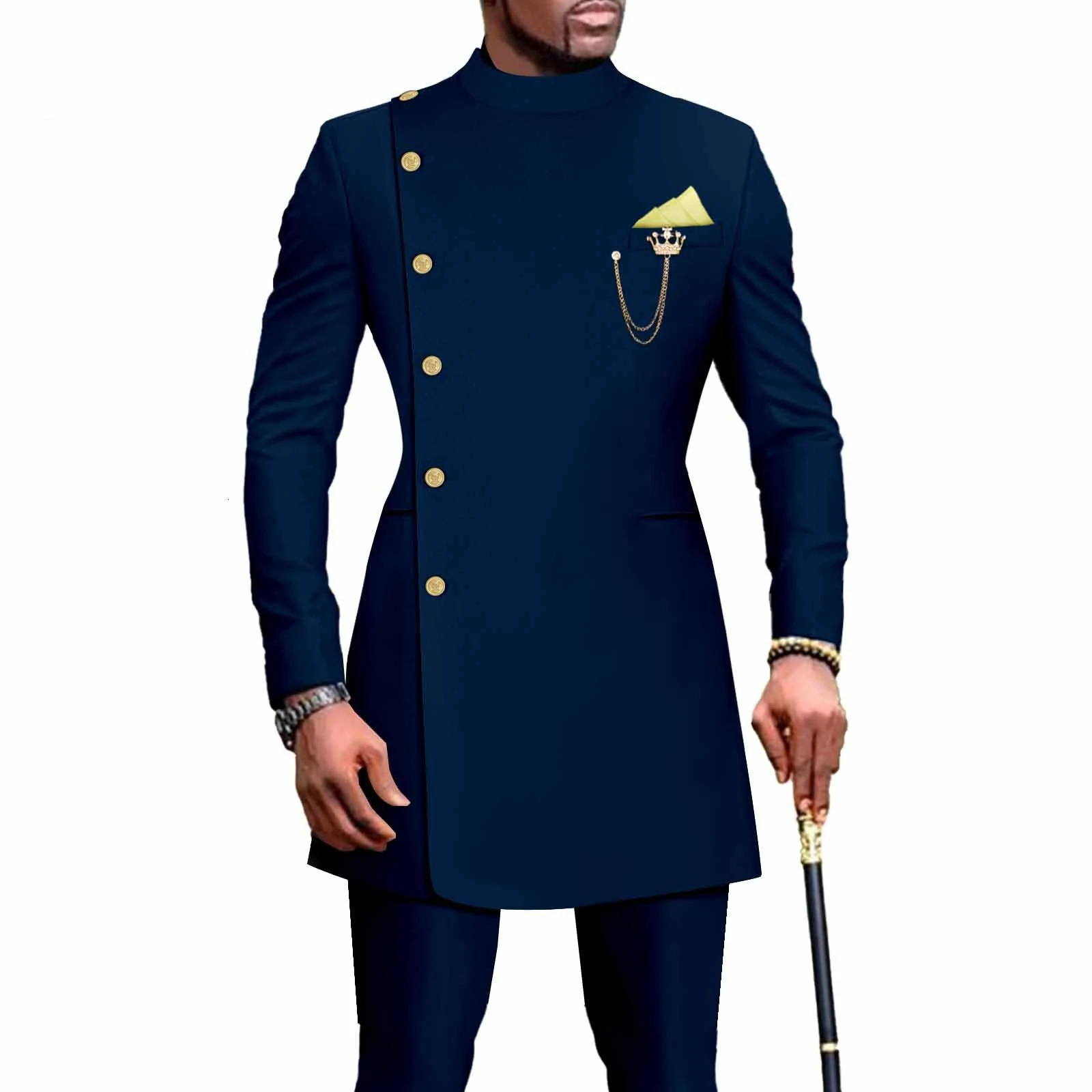 Mens Suits Blazers African Clothes for Men Suit 2 Piece Jacket Pants Traditional Wedding Slim Fit Solid Color Festival Party Ethnic Style 231110