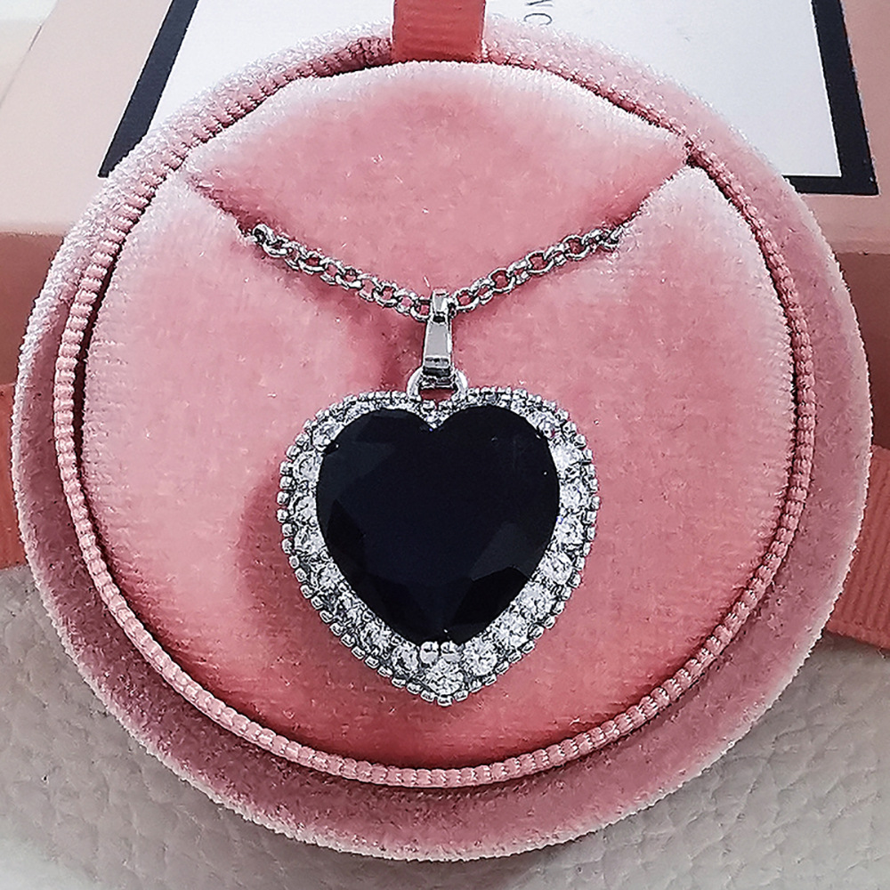 Oceanheart Chocker Necklace 925 Sterling Silver Lab Sapphire Wedding Pendants Necklace For Women Bridal Charm Party Jewelry