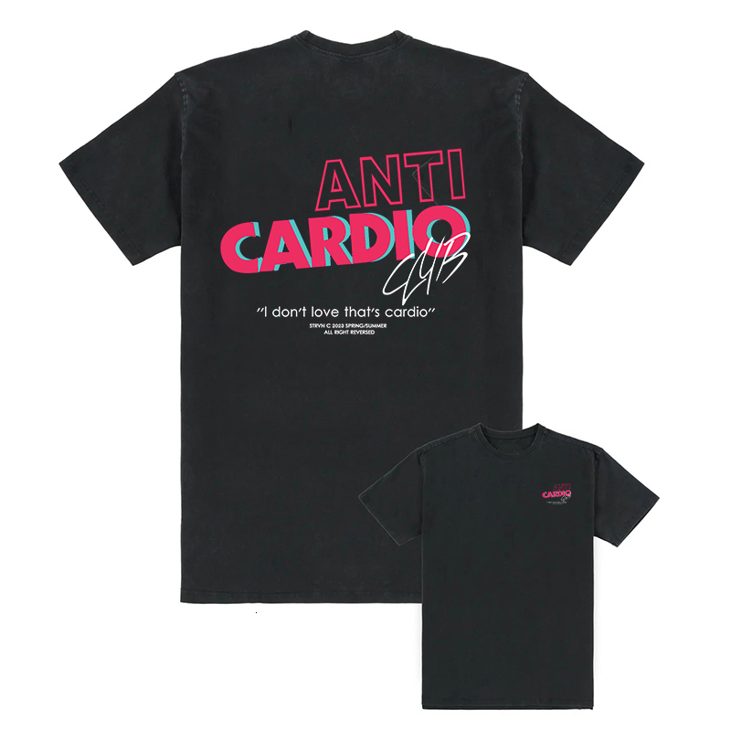 Mens TShirts Anti Cardio Club Tshirt Gym Life Sayings Letter Printed Graphic Cotton Clothing Sports Fitness Set 230410
