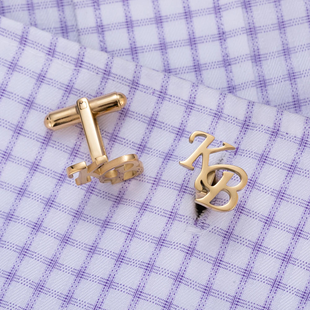 Cuff Links Custom Engraved Name Initials Cuffs Mens Wedding Gifts Gemelos Personalizados Boda Shirt Letter Cufflinks Man Accessories 231109