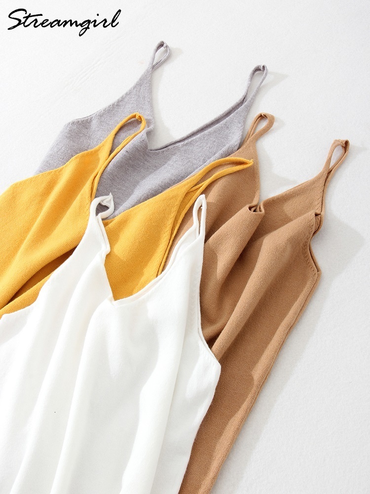 Camisoles Tanks Women's knitted top basic shoulder straps women's summer vest vest women's summer top women's summer top 230410