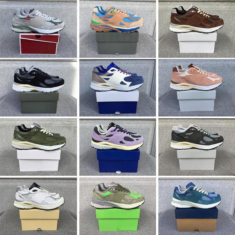 Designer Running Shoes mens womens 990V3 990 V3 Gray grey olive Sea Salt Brown Black green Moonbeam Teddy Santis Bodega Black Tan DTLR Steel Blue Montreal