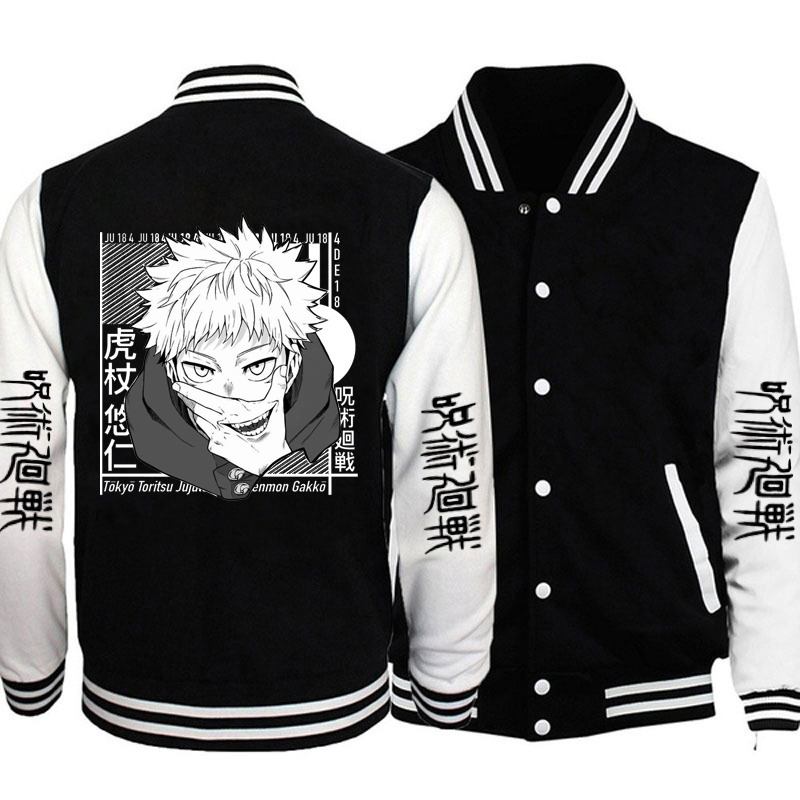 Men's Jackets Jujutsu Kaisen Harajuku Bomber Couple Baseball Coat Autumn Anime Varsity Streetwear 230410