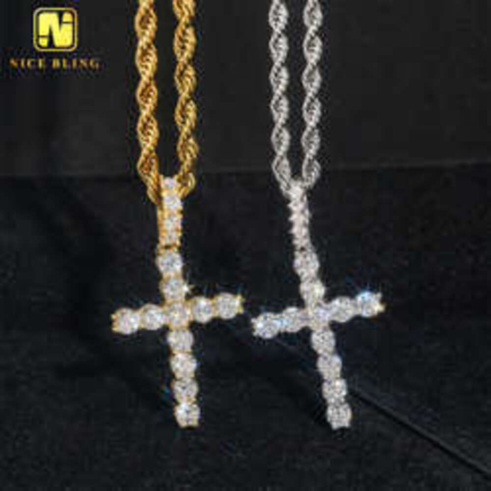 Pass Dia Tester Cross VVS moissanite Sterg Sier Hip Hop Rock iced out Pendant Lucky Charms Custom Accepted