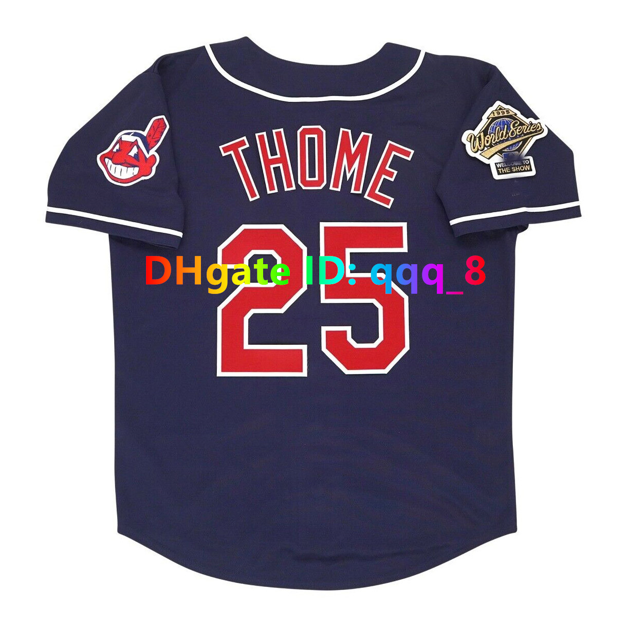 Manny Jim Thome Indians Ricky Vaughn Throwback Baseball Jersey 1995 World Series Jose Ramirez Kenny Lofton Albert Belle Frank Robinson Vizquel Size S-