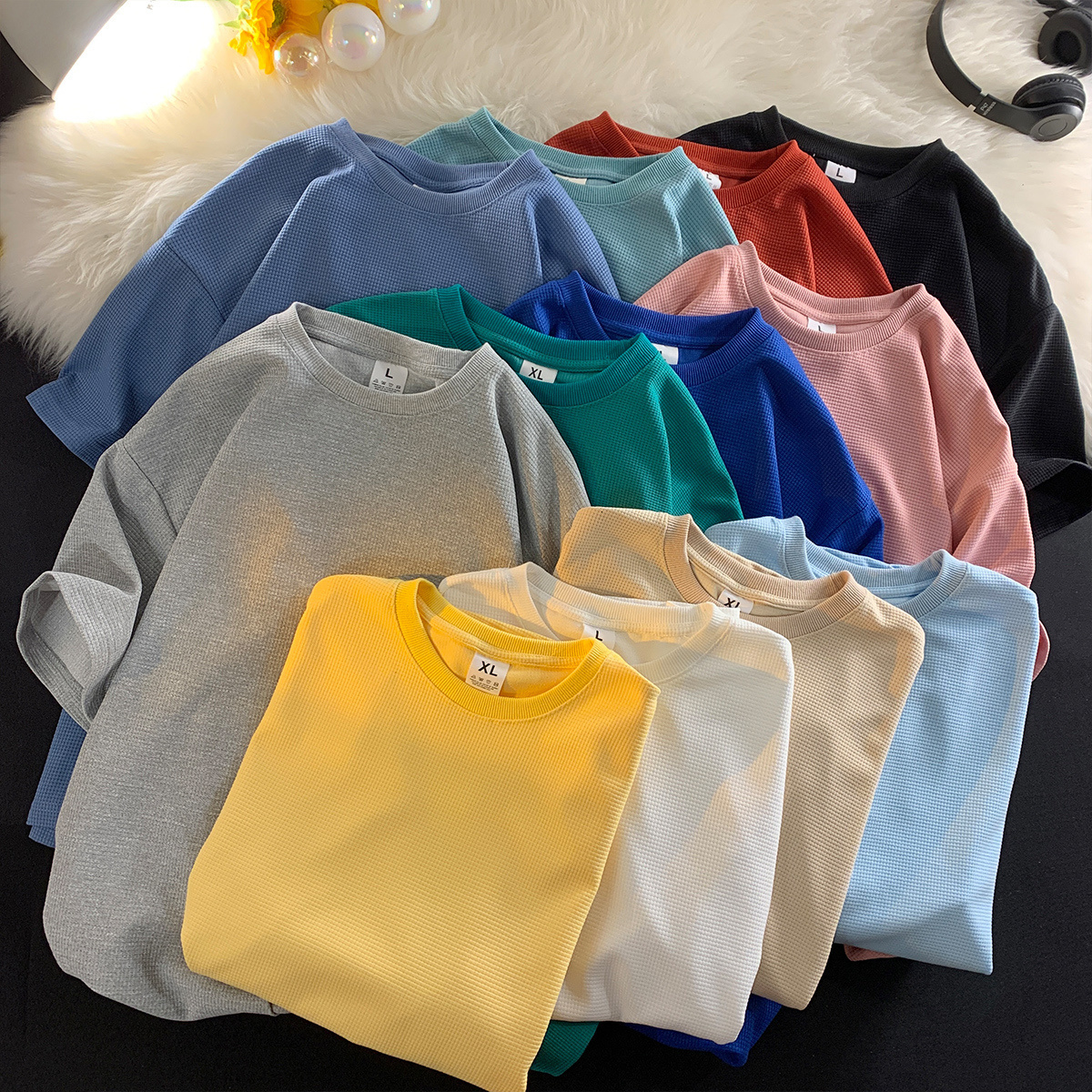 Men's T-Shirts Neoha Men's Waffles T-shirt Basic T-shirt Casual T-shirt Large Top High Quality Unisex Short T-shirt Men's T-shirt 23041