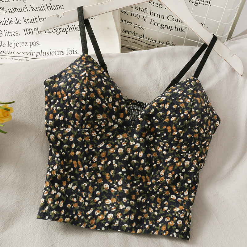 Camisoles Tanks Floral Short Coral Waist Reduced Waist Length Camissol Women's Slim Pleated Print Crop Tank Top Italian Pasta Strap Camisse 23041