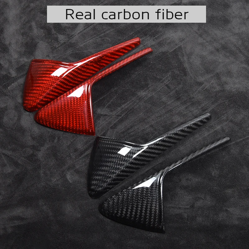 For Tesla Model 3 Real Carbon Fiber Accessories Model Y 2017-2023 Side Standard Leaf Board Stickers Side Camera Protection Cover