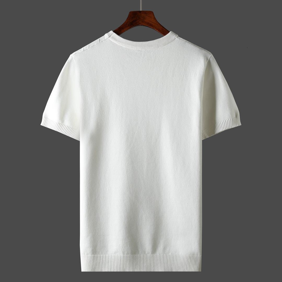 Men's T-Shirts Summer Men's T-shirt Knitted Short Sleeve Top Men's Solid Color O-Neck Drawing Thick Ultra Thin Knitted Tee D215 230410