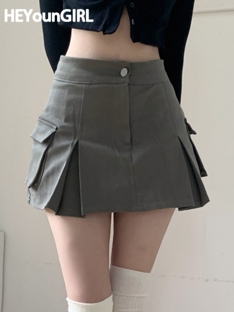 Skirts HEYounGIRL Kawaii Women Solid Cargo Mini Preppy Style High Waist Casual Jeans Tennis Korean Street Y2K Short 230410, Army green
Skirts HEYounGIRL Kawaii Women Solid Cargo Mini Preppy Style High Waist Casual Jeans Tennis Korean Street Y2K Short 230410, Army green