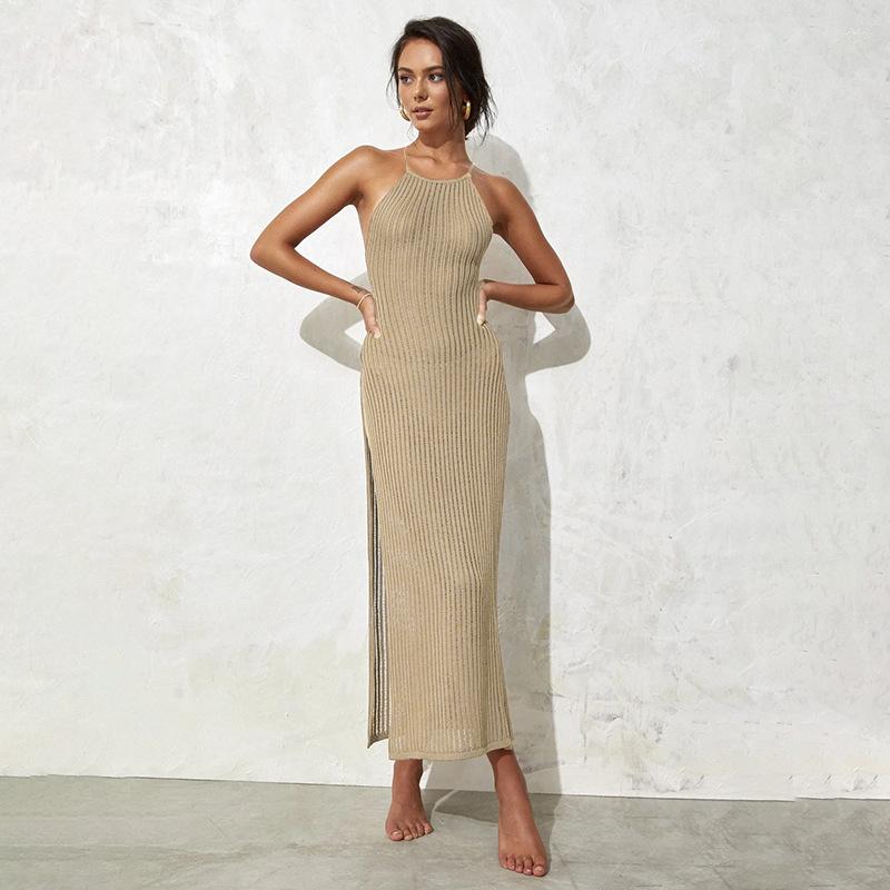 Casual Dresses Women Elegant Halter Knitted Dress Fashion Sexy Loose Sleeveless High Waist Slit Bohemian Streetwear, Black
Casual Dresses Women Elegant Halter Knitted Dress Fashion Sexy Loose Sleeveless High Waist Slit Bohemian Streetwear, Black