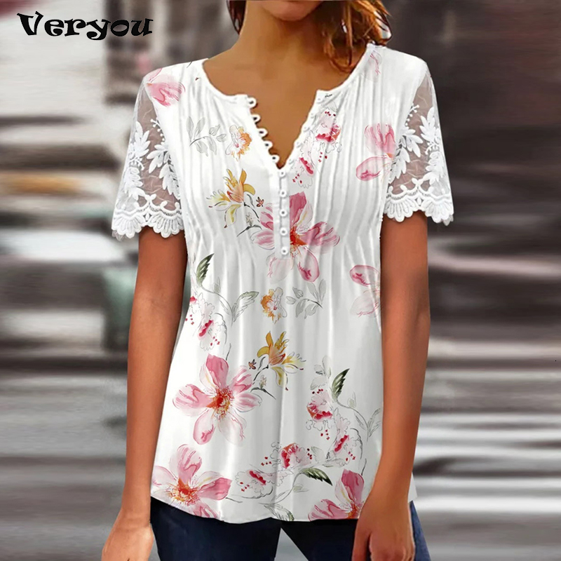 Women's TShirt Fashion Women TShirt V Neck Sexy Short Sleeve Lace Patchwork Flower Print T Shirt Women Summer Loose Tee Tops 230410, 06
Women's TShirt Fashion Women TShirt V Neck Sexy Short Sleeve Lace Patchwork Flower Print T Shirt Women Summer Loose Tee Tops 230410, 06