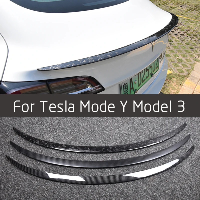 For Tesla Model 3 Model Y 2017-2023 True Carbon Fiber Rear Spoiler, Rear Fins, Exterior Accessories