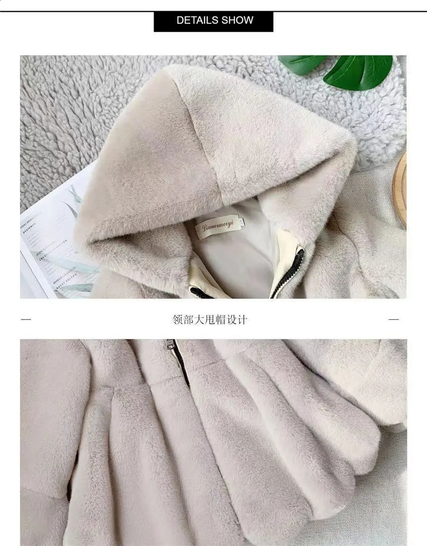Jackets Fashion Baby Winter Warm Fur Coats For Girls Long Sleeve Hoo ded Jacket Christmas Party Kids Outwear Clothing 231109